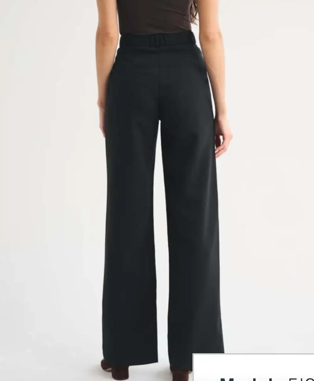 Abercrombie A&F Sloane Tailored Wide Leg Pant Black Size 27